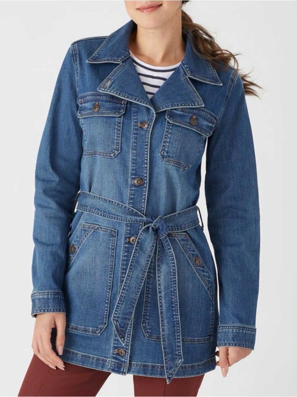 Duluth Trading Co Blue Daily Denim Trench Jean Jacket M